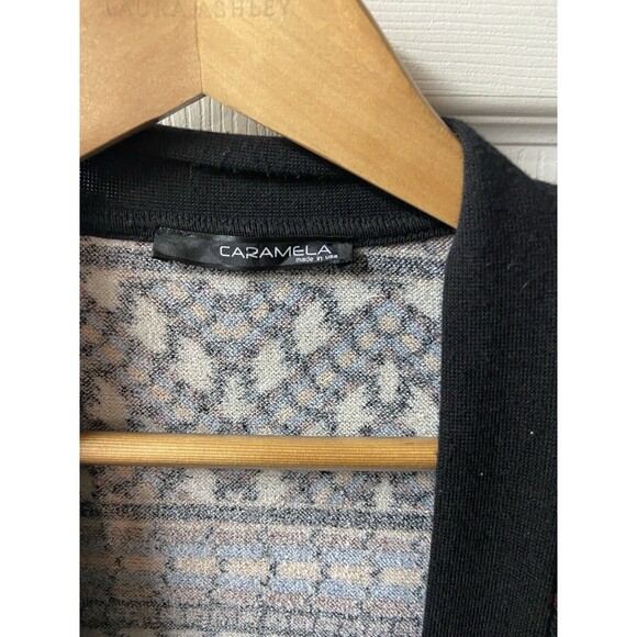 Carmela Sweater Womens Small Black Aztec Long Sleeved Open Front Knit Cardigan - Picture 5 of 10